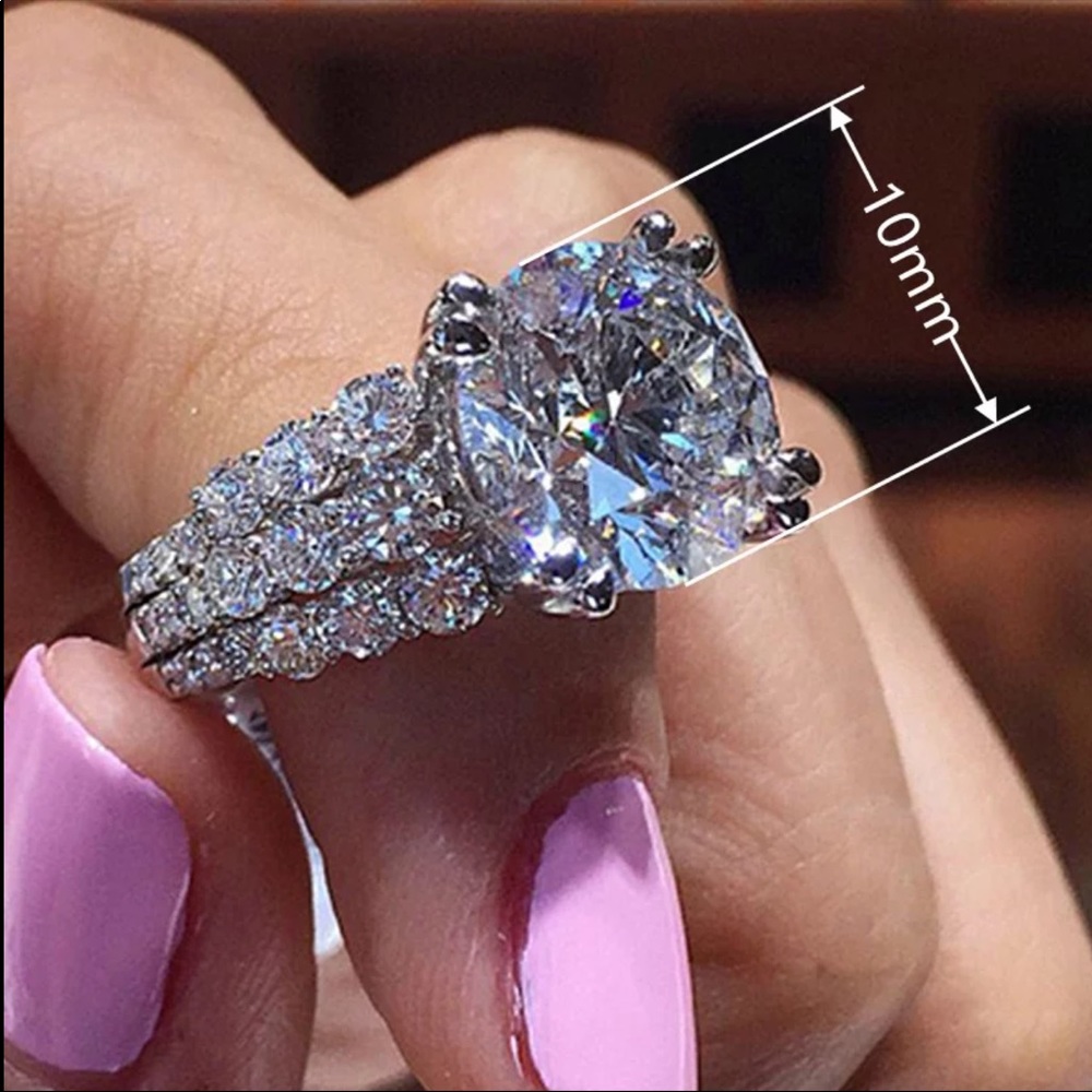 New Women’s 925 Silver Diamond Lady Women’s Ring - Picture 4 of 4